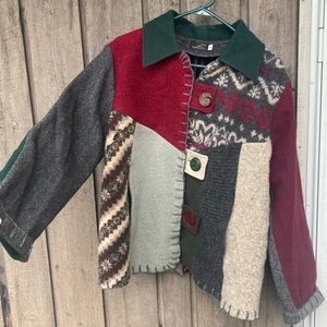 Boho Coat BAABAAZUZU Jacket Handmade Gray Blue Black Green Red Wine Size Medium